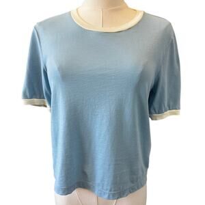 New AG Adriano Goldschmied Women's Blue Short Sleeve Cropped Top Size S